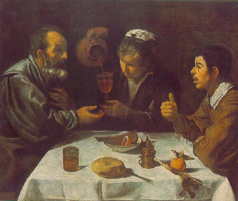 VELAZQUEZ, Diego Rodriguez de Silva y Peasants at the Table (El Almuerzo) r china oil painting image